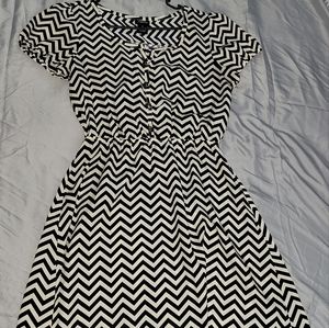 Blue and white zig zag strip dress